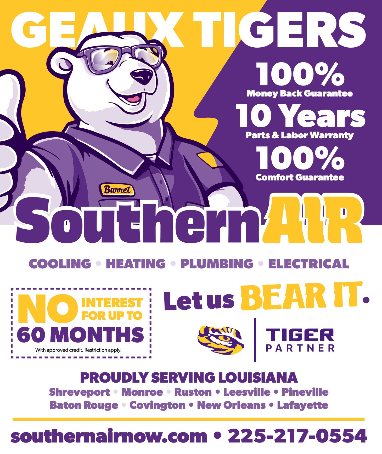 Southern Air × LSU baseball — Sports & print advertising