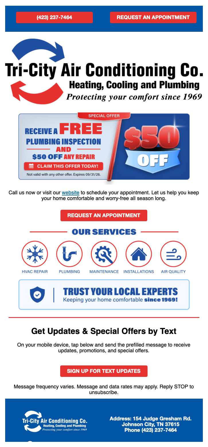 Tri-City Air Conditioning — Email campaign